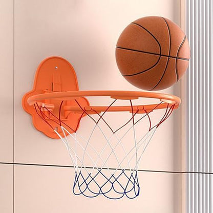 Silent Basketball Hoop – Mini Indoor Goal, Wall Sports Toy | 32cm Quiet Dribble Practice Board, Adhesive Mounting Kit Door Bedroom Playroom Setup, Children Youth Activity Training Entertainment