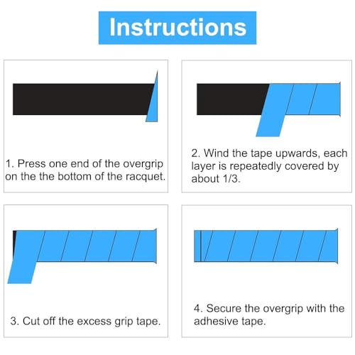 Premium Tennis Racquet Grip Tape，Secure Your Handle for Optimal Play，43.3 Inch Length and 1 Inch Width，3 Pcs,Black