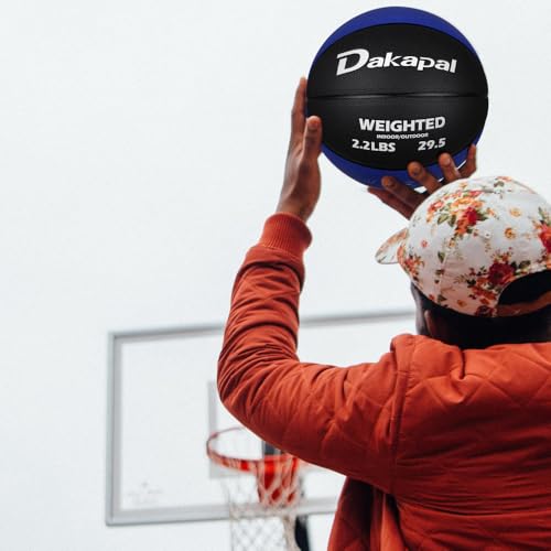 Dakapal Weighted Heavy Training Basketball, Size 7 Black 2.2LBS/3LBS/3.3 LBS Weight PU Durable for Trainer and Dribbling Passing, Indoor and Outdoor Usage - size: Size 7 Adult - 29.5"-2.2LBS