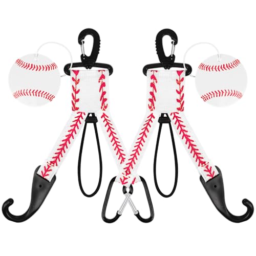 Dugout Organizer Fence Hooks Baseball Softball Gift for Bag Backpack Glove Helmet Drinking Bottle Hanging with Name Luggage Tags Charms Team Gifts for Coach Mom (2set white baseball)
