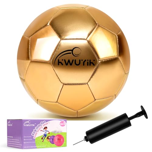 Size 3 4 5 Glitter Pink Gold Purple Soccer Ball with Pump Youth Toddler Soccer Ball for Kids Aged 4-6 6-8 8-12 Training Ball for Teens Boys Girls - color: Glitter Gold, size: size 5
