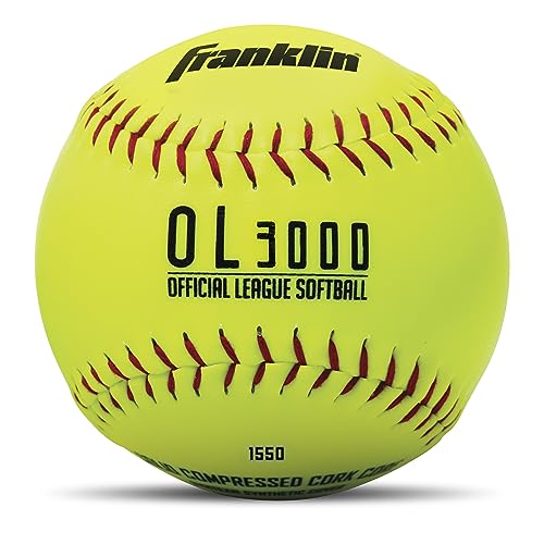 Franklin Sports Official Game Softballs - OL3000 Fastpitch 12" Inch Yellow Softballs - Official Size + Weight Tournament Balls for Practice + Games - 1 Softball - size: 12-Inch, style: 1 Pack