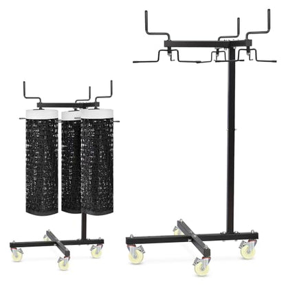 Movable Sports Net Storage Rack with Lockable Wheels, Heavy-Duty Holder for Volleyball, Tennis, Pickleball, Badminton Nets, Space-Saving Support Rack with Swivel Handle & Dust Covers - style: Holds 3 Nets