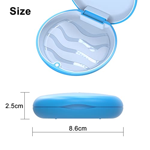 Retainer Case, Aligner Case, Retainer Mouth Guards Travel Case with Removable Food Grade Silicone (Blue Shell+Light Blue Silicone). - color: Blue-1
