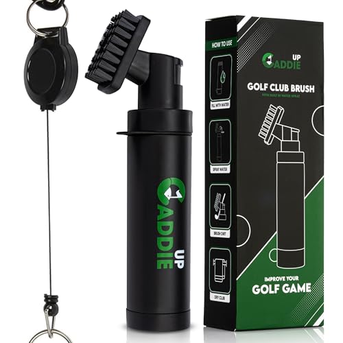 Golf Club Cleaner Brush with Water Spray - Heavy Duty Golf Brush and Groove Cleaner with Retractable Clip and 150ml Water Capacity - Multi Use Groove Cleaning Tool for Clubs, Balls & Golf Accessories