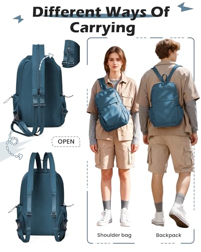 SEAFEW Large Blue Sling Pickleball Crossbody Sling Bag - Men's & Women's Pickleball Sports Backpack with Water Bottle Holder, Adjustable Pickleball - color: Blue-large