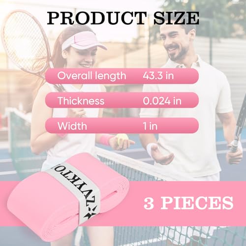 Tennis Racket Grip Tape, Ultra Thin Tacky Tennis Overgrip for Sweat Absorption & Control – Durable Anti-Slip Replacement Grip for Tennis, Badminton & Pickleball (3 Pack) - color: PINK