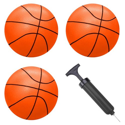 ABAJI Mini 3 Pack 5 inch Toy Basketballs Ball Pump Needle Rubber Material Mini Hoop Toddlers Kids Teenagers Swimming Pool Indoors Outdoors - color: 3 Orange Basketballs