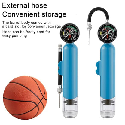 YOXIER Ball Pump,Ball Pump with Pressure Gauge,Dual Action Sports Ball Pump with Needle,Air Pump with Inflation Needles & Pressure Release Valve for Basketball,Football & Other Inflatable Balls Yellow - color: Yellow