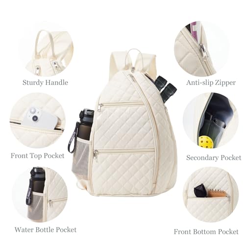 Pickleball Bag for Women Pickelball Backpack Large Quilted Sling Bags, Holds Pickleball Paddles Tennis Racket