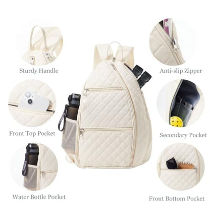 Pickleball Bag for Women Pickelball Backpack Large Quilted Sling Bags, Holds Pickleball Paddles Tennis Racket