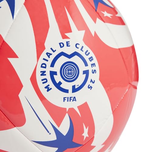 adidas FIFA Club World Cup Club Ball - Inspired Design, Durable Construction, Official Tournament Logo - color: White/Lucid Red/Power Blue/Black/Club, size: 5
