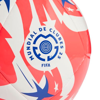 adidas FIFA Club World Cup Club Ball - Inspired Design, Durable Construction, Official Tournament Logo - color: White/Lucid Red/Power Blue/Black/Club, size: 5