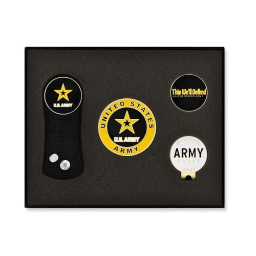 PinMart's Officially Licensed Army Golf Essentials Gift Set, Golf Divot Tool, Hat Clip, Magnetic Ball Markers, Large Ball Marker with Presentation Box - Gifts and Accessories