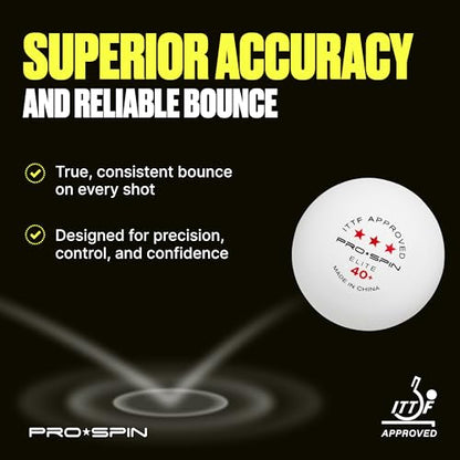 PRO-SPIN Ping Pong Balls – 3-Star ITTF-Approved Premium Table Tennis Balls | High-Performance 40+ ABS Professional Quality for Indoor & Outdoor Play (Pack of 3)