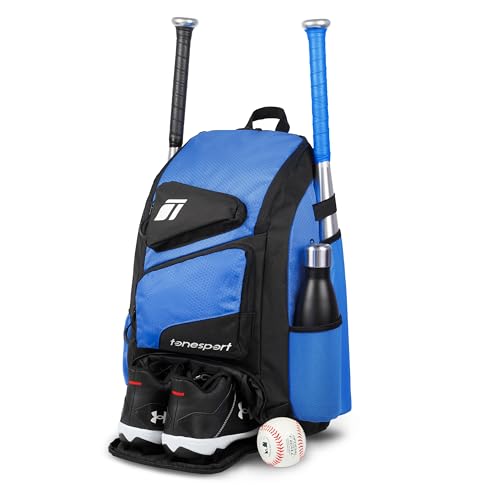 Tonesport Baseball Bag - Backpack for Baseball, Softball, Tball - Adults & Youth Bat Bag - color: Blue, style: Baseball Backpack