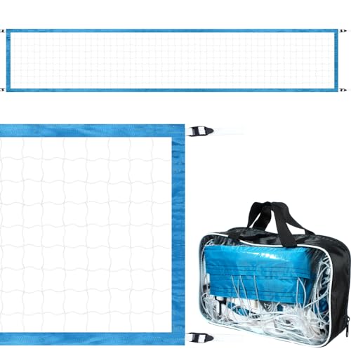 Pool Volleyball Net Replacement Adjustable Length 15-25 ft Portable Volleyball Net for Outdoor Backyard Swimming Pool Beach - color: Light Blue