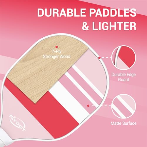 Pickleball Paddles Set of 4,USAPA Approved,4 Indoor&Outdoor Pickleball Balls, Carrying Bag, 4 Cooling Towels,4 Pack Paddles,Pickleball Paddles Pack Gifts for Beginner&Pro - color: Pink White Cute