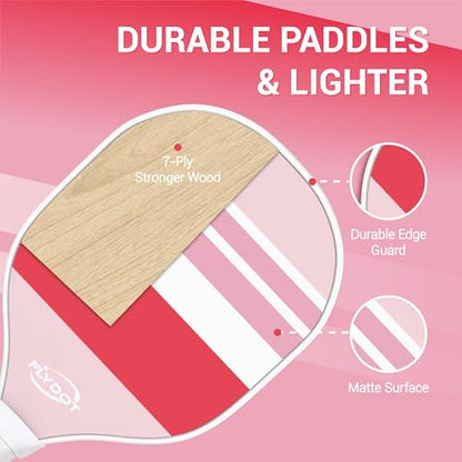 Pickleball Paddles Set of 4,USAPA Approved,4 Indoor&Outdoor Pickleball Balls, Carrying Bag, 4 Cooling Towels,4 Pack Paddles,Pickleball Paddles Pack Gifts for Beginner&Pro - color: Pink White Cute
