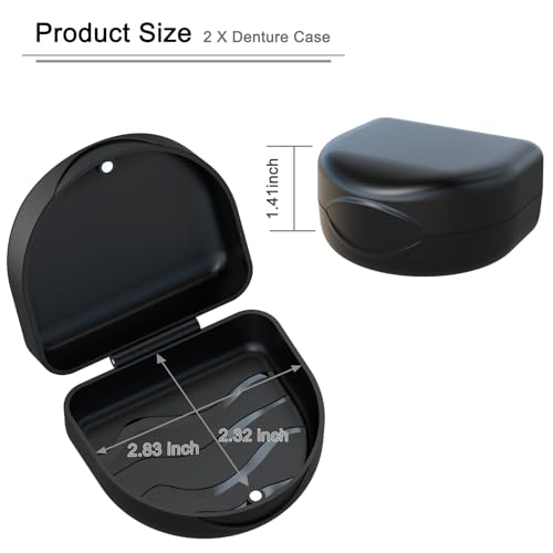 Retainer Case Denture Case: BVN Orthodontic Dental Case, Slim Braces Case, Mouth Guard Case, Denture Box, Teeth Aligner Case, Night Guard Case Container Storage Holder Black - color: Black
