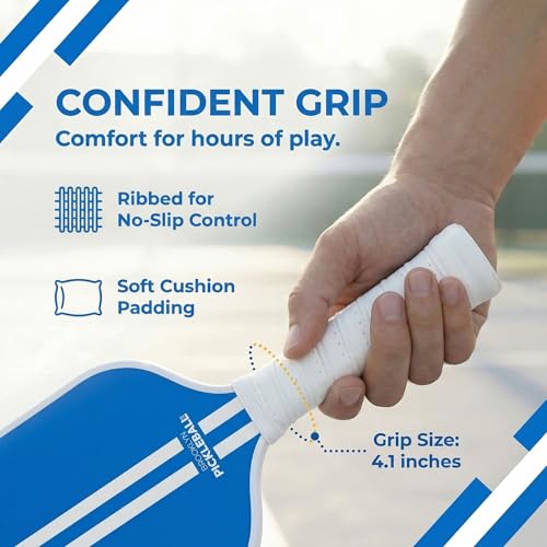 – Carbon Fiber Pickleball Paddles – USAPA Approved, Honeycomb Core, Cushioned Grip, Lightweight Design – Single Paddles & Paddle Sets - color: Blue Stripe - Single Paddle