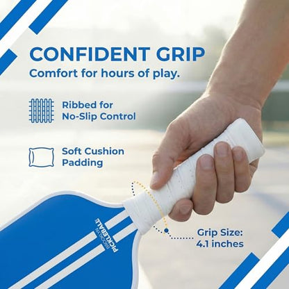 – Carbon Fiber Pickleball Paddles – USAPA Approved, Honeycomb Core, Cushioned Grip, Lightweight Design – Single Paddles & Paddle Sets - color: Blue Stripe - Single Paddle