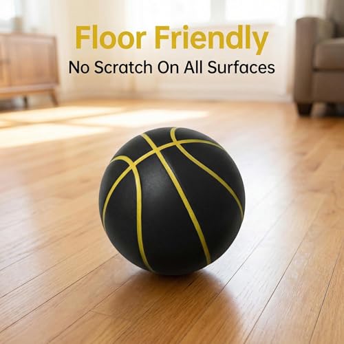 Silent Basketball Size 7 (29.5") Airless Basketball Foam Basketball – Grooved Indoor Basketball for Quiet Dribbling and Indoor Training, Pro PU Foam Ball – Quieter Basketball Gifts for Boys