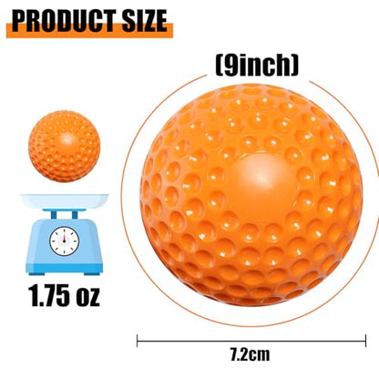 GKK 12 Pack Pitching Machine Soft Balls,9-Inch 1.75OZ Pitching Machine Soft Balls for Hand-Eye Coordination, Hitting and Fielding Practice(Orange)