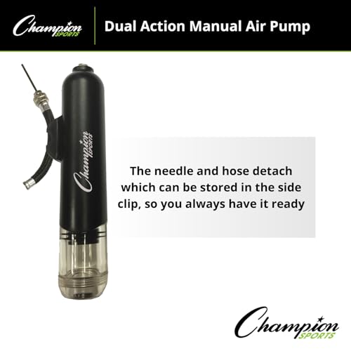 Champion Sports Dual Action Hand Air Pump, Small, Black
