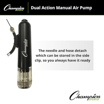 Champion Sports Dual Action Hand Air Pump, Small, Black