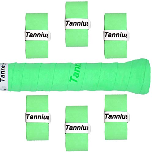 Tennis Racket Grip Tape, (6 or 9 Pack) Dry Feel Tennis Grips, Absorbent and Enhanced Tennis Racquet Overgrip - color: 6-Pack Green