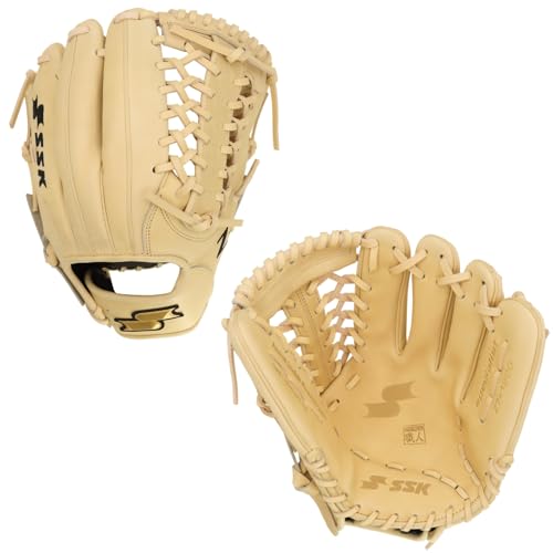 SSK Z7 Specialist Infield Baseball Glove – 11.25” - 11.5” - 11.75” - 12” – 12.25” – Right & Left Hand Throw - color: Camel - Modified Trapeze, size: 12" - Left Hand Throw