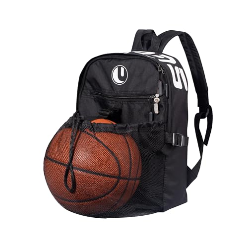 Basketball Backpack with Separate Ball Compartment & Shoe Storage - Durable Sports Bag for Kids & Youth, Water-Resistant Gym Bag for Soccer, Volleyball, and Basketball Gear Training - color: Black
