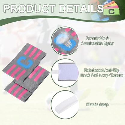 Captain Arm Bands for Soccer, Soccer Captain C Armband, Classic Striped Elastic Protective Arm Badge Player Bands - color: Gray