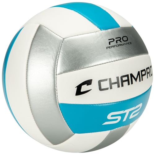 Champro ST2 Indoor/Outdoor Volleyball, Gray, Optic Blue