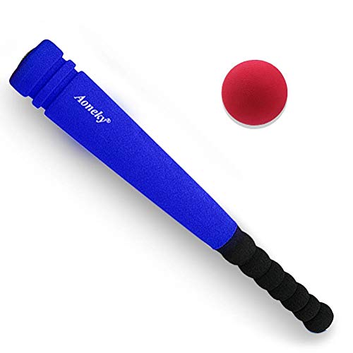 Aoneky 16.5 Inch Foam Baseball Bat and Ball Set for Toddlers 1-3 Years - Soft & Safe First T-Ball Bat, Mini Lightweight Beginner Bat for 1 Year Old Boy Girl Gift, Indoor Outdoor Toy