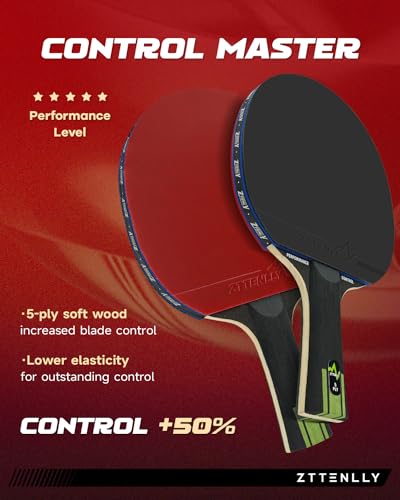 Ping Pong Paddle with Carbon Technology | Performance-Series,7-ply Finest Blade, Expert Speed/Edge/Balance, Thicker Protector Case | Table Tennis Racket for Professional - color: 1-Pack, style: Control