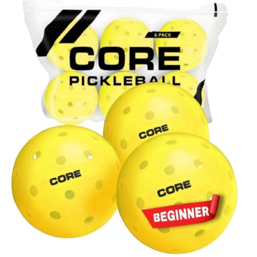 CORE Pickleball: PRO-40 | Outdoor Pickleball Balls - Durable, Regulation Size - USAPA Tournament Approved & Official Brand-Pickleball World Cup - color: Yellow - 6-Pack