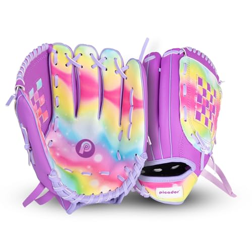 Baseball Glove 10.5'' - Colorful Girls Softball Gloves for Kids Children Youth Training Play, Left Infielder's Mitts Right Hand Throw