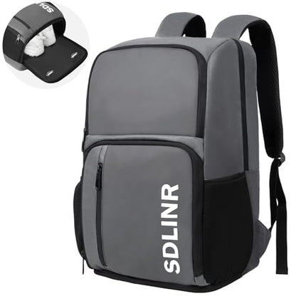 SDLINR Pickleball Bag Fits 4+ Paddles, Large Pickleball Backpack with Shoe Compartment and Fence Hook,Pickleball Gifts for Men Women - color: Gray