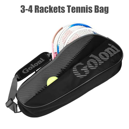 Goloni | 3 Racquet Tennis Bag, for Professional or Beginner Tennis Players, Rackets Cover Bag with Protective Pad & Lightweight | Unisex Design for Men, Women, Youth and Adults - color: Grey