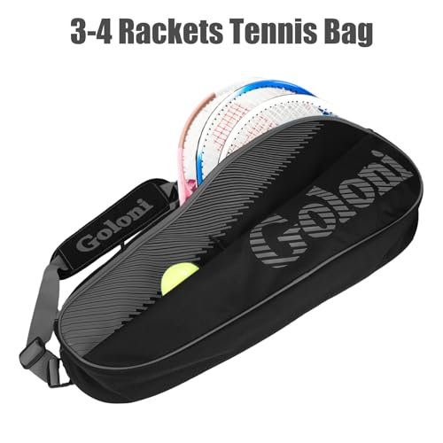 Goloni | 3 Racquet Tennis Bag, for Professional or Beginner Tennis Players, Rackets Cover Bag with Protective Pad & Lightweight | Unisex Design for Men, Women, Youth and Adults - color: Grey
