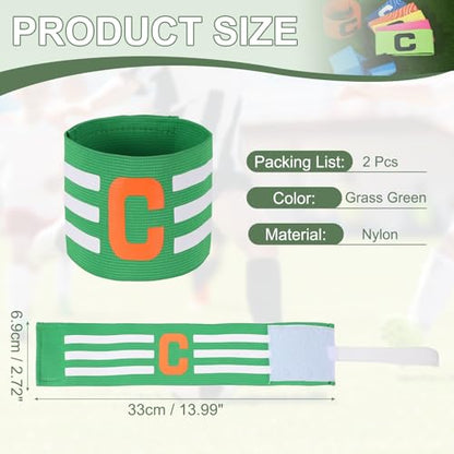 Captain Arm Bands for Soccer, Soccer Captain C Armband, Classic Striped Elastic Protective Arm Badge Player Bands - color: Grass Green