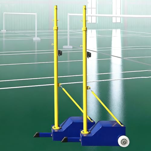 2-In-1Volleyball Poles Indoor&Outdoor,Badminton Net with Wheels Frame Poles W/Volleyball Net/Badminton Netbadminton Net for Backyard Beach Lawn Park