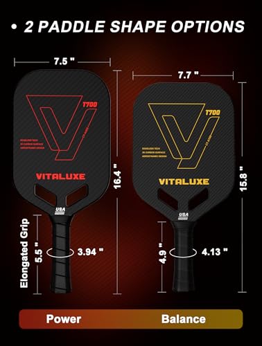 T700 Raw Carbon Fiber Pickleball Paddle, Edgeless 3K Textured Carbon Friction Surface, Thermoformed Raquette Pickleball with Aerodynamic Design used for tournament, Power & Control & Spin Max - color: Red 1