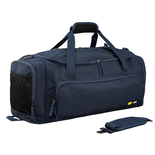 MIER Large Gym Bag for Men Sports Duffle Bag with Shoe Compartment 60L Lightweight Duffel Bags for Workout Fitness Travel - color: Pure Blue