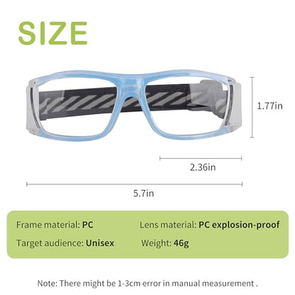 SooGree Sport Glasses for Men Women Basketball Football Sport Goggles Anti Fog Shock Collision Wearable Glasses - color: Clear Frame Blue Nose Pads