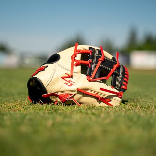 SSK Z5 Craftsman Infield Baseball Glove – 11.25” - 11.5” - 11.75” - 12” – Right & Left Hand Throw - color: Camel/Black/Red, size: 11.5" - Right Hand Throw