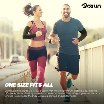 ROXUN Arm Sleeves, Cooling UV Sun Protection Sports Compression for Men/Women - color: 2 Pairs - Black+orange