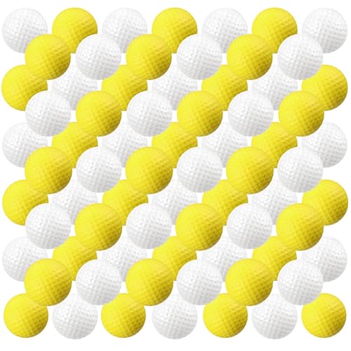 Junkin 80 Pcs Foam Golf Balls Practice Balls Realistic Feel and Flight Sport Training for Indoor or Outdoor Backyard Golf Training - color: Yellow,White